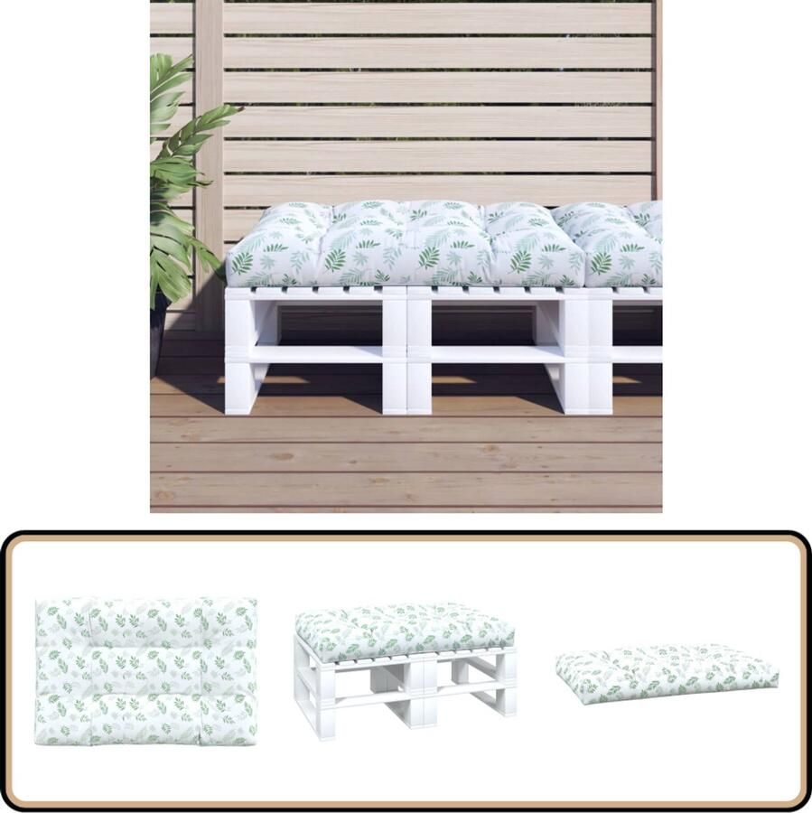 VidaXL Palletkussen Bladpatroon 120x80x12 cm Palletkussentje Tuinstoel Tuinkussen Outdoordecoratie Patiokussen Lounge Kussen Zitzak