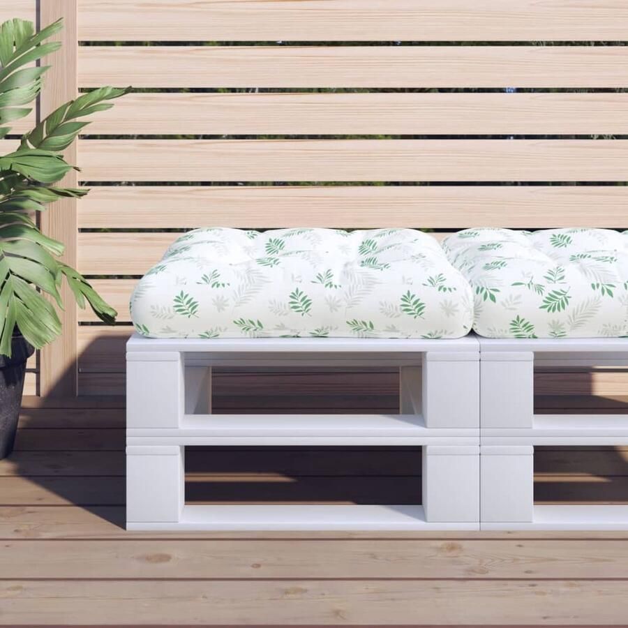 VidaXL Palletkussen Bladpatroon 50x50x12 cm Palletkussent Buitenkussen Tuinkussen Lounge Kussen Zithoek Patio Set Outdoor Meubilair Groen Kussen - Foto 2