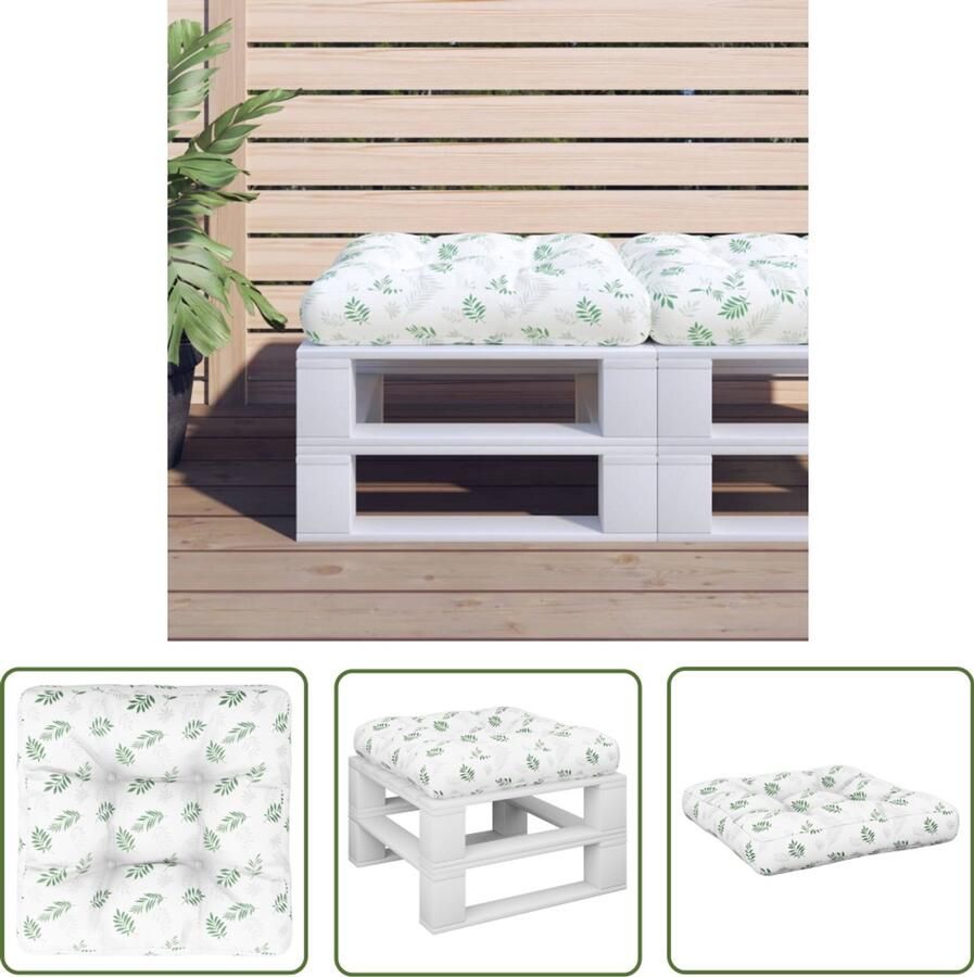 VidaXL Palletkussen Bladpatroon 50x50x12 cm Palletkussent Buitenkussen Tuinkussen Lounge Kussen Zithoek Patio Set Outdoor Meubilair Groen Kussen