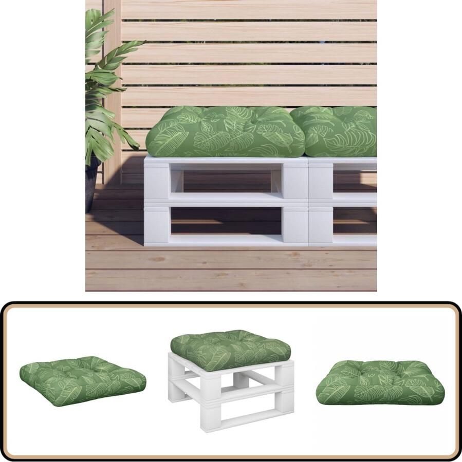 VidaXL Palletkussen Bladpatroon 58x58x10 cm Palletkussentje Buitendecoratie Tuinaccessoires Lounge Set Terrasdecoratie Oxfordstof Watervast Zachtkussen