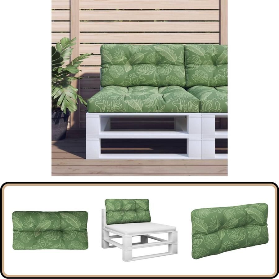 VidaXL Palletkussen Bladpatroon 70x40x12 cm Palletkussen Buitenkussen Tuinkussen Balkondecoratie Zithoek