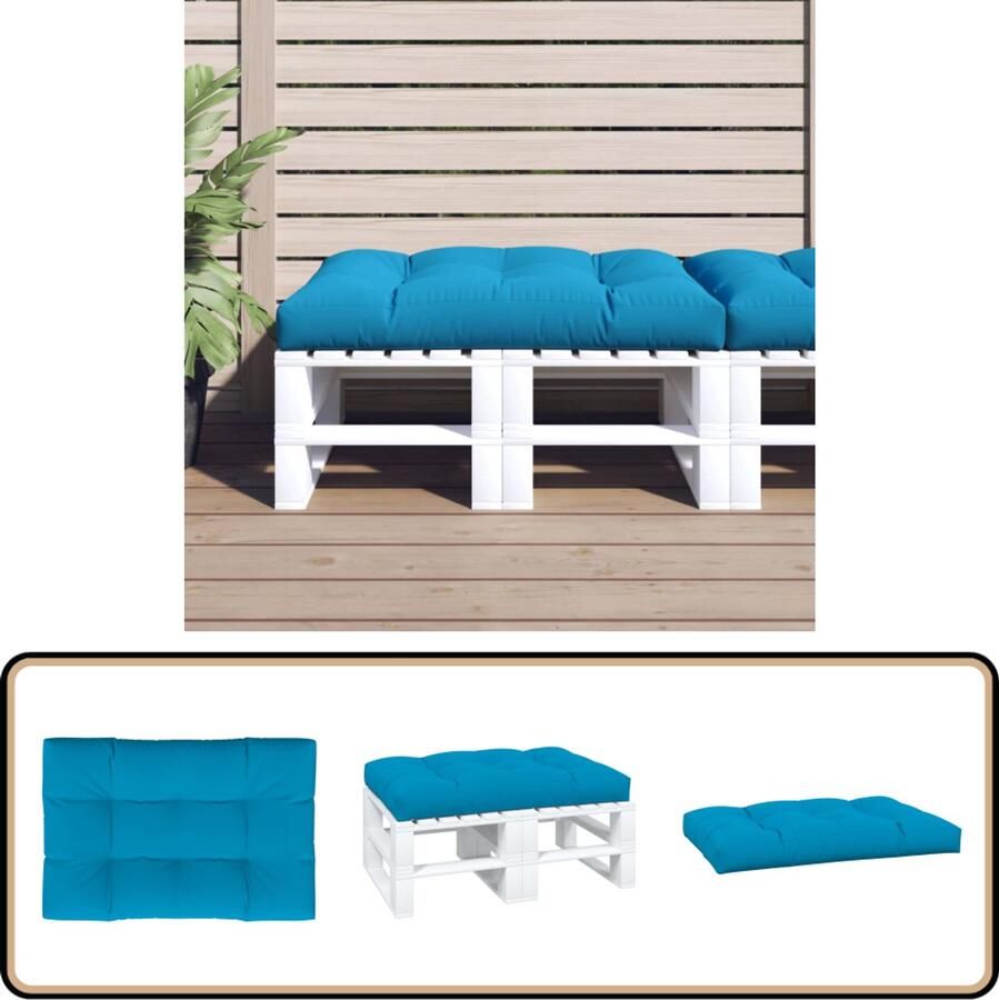 VidaXL Palletkussen Blauw Waterafstotend 120x80x12 Palletkussentje Outdoor Meubilair Tuinkussen Balkondecoratie Lounge Set Relaxstoel Patioset Zomerdekking
