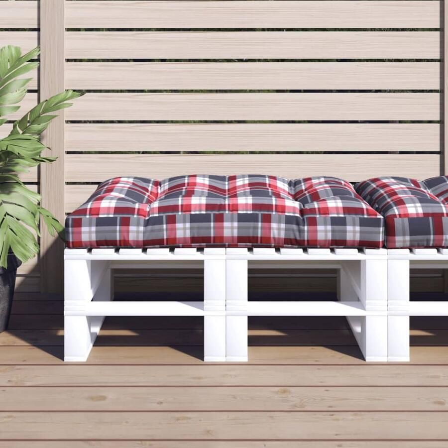VidaXL Palletkussen Rood Ruitpatroon 120x80x12cm Palletkussentjes Outdoor Meubilair Tuinkussens Balkondecoratie Lounge Set Patioset Garden Furniture - Foto 2