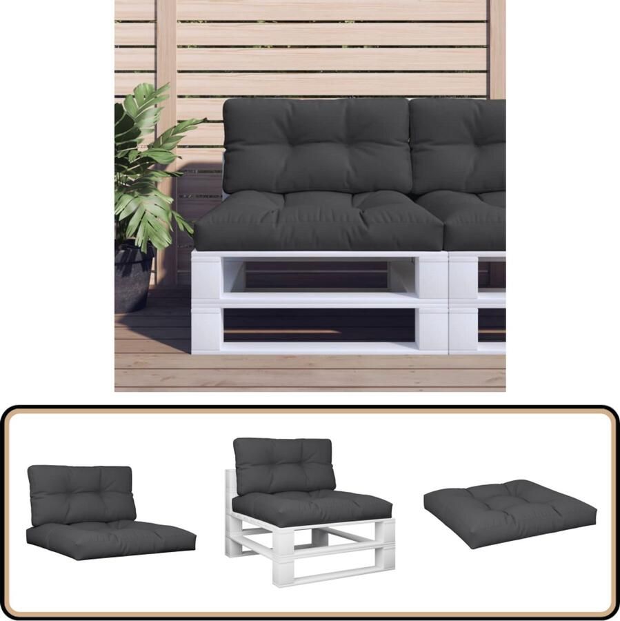 VidaXL Palletkussens 2-delig Zwart Waterafstotend Palletkussens Buitenkussens Tuinkussens Lounge Kussens Zitzakken