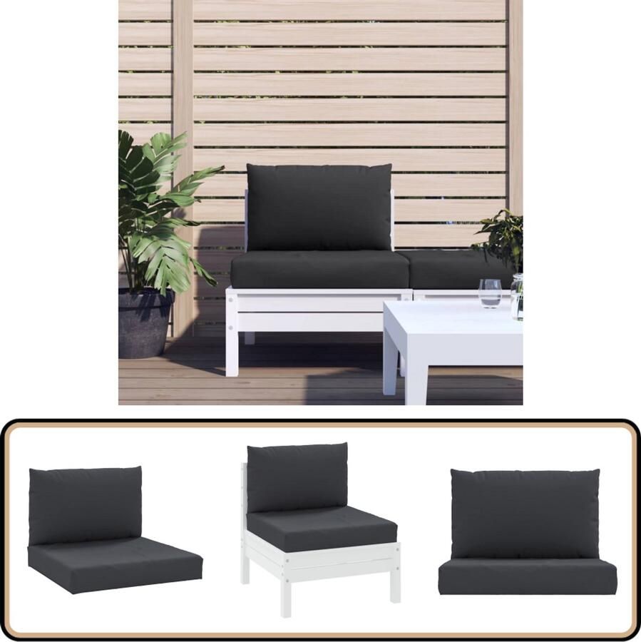 VidaXL Palletkussens 2-delig Zwart Waterafstotend Palletkussens Outdoor Meubilair Tuinkussens Balkondecoratie Lounge Set Zitkussens Rugkussens Zwarte Kussens