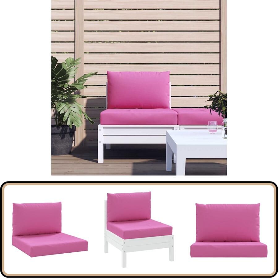 VidaXL Palletkussens 2 st Oxford stof Roze Palletkussens Buitenkussens Tuinkussens Balkon Kussens Lounge Set Kussens Zitkussens Rugkussens Rozekussens Polyester Kussens