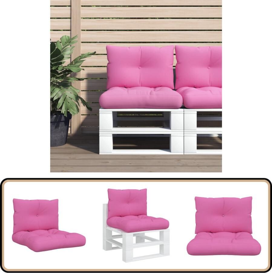 VidaXL Palletkussens 2 st Roze Oxford Stof Palletkussens Kussens Buitendecoratie Tuindecoratie Lounge Set Tuinstoelen Terrasdecoratie Balkonaccessoires