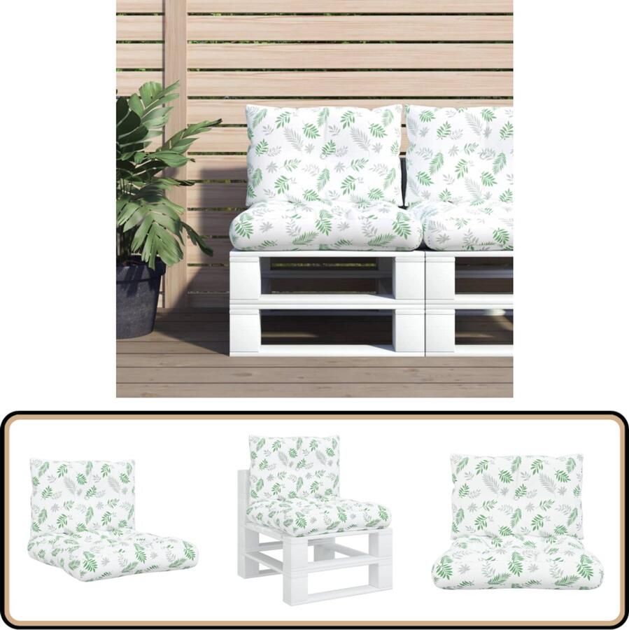 VidaXL Palletkussens 2 stuks Bladpatroon Waterafstotend Palletkussens Kussens Buitendecoratie Tuindecoratie Lounge Set Tuinstoelen Terrasdecoratie Outdoor Meubilair