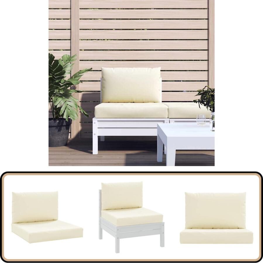 VidaXL Palletkussens 2 stuks Crèmewit Oxford Stof Palletkussens Outdoor Meubilair Tuinkussens Lounge Set Relaxstoel