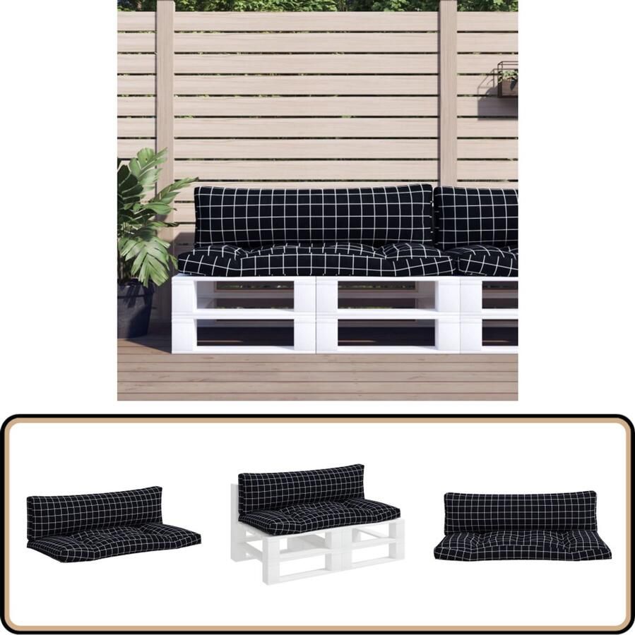 VidaXL Palletkussens 2 stuks Oxford stof Zwart Palletkussens Outdoor Meubilair Tuinstoelen Lounge Set Patio Furniture Zitzakken Relaxstoel