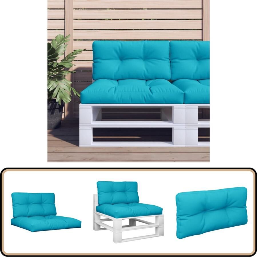 VidaXL Palletkussens 2 stuks Stof Turquoise Palletkussens Buitenkussens Balkondecoratie Tuinkussens Lounge Set