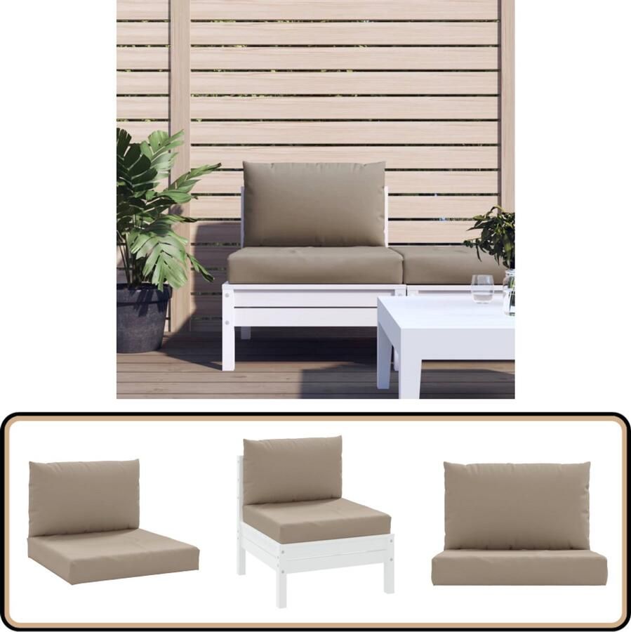 VidaXL Palletkussens 2 stuks Taupe Oxford Stof Palletkussens Tuinstoelen Outdoor Meubilair Lounge Set Balkondecoratie