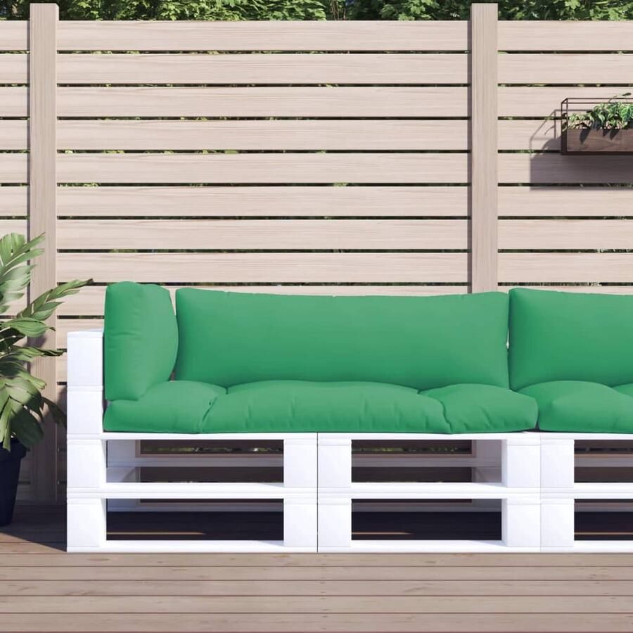 VidaXL Palletkussens 3-delig Groen Stof Comfort Palletkussens Outdoor Meubilair Tuinkussens Balkondecoratie Lounge Set Zit Comfort Groene Kleur - Foto 2