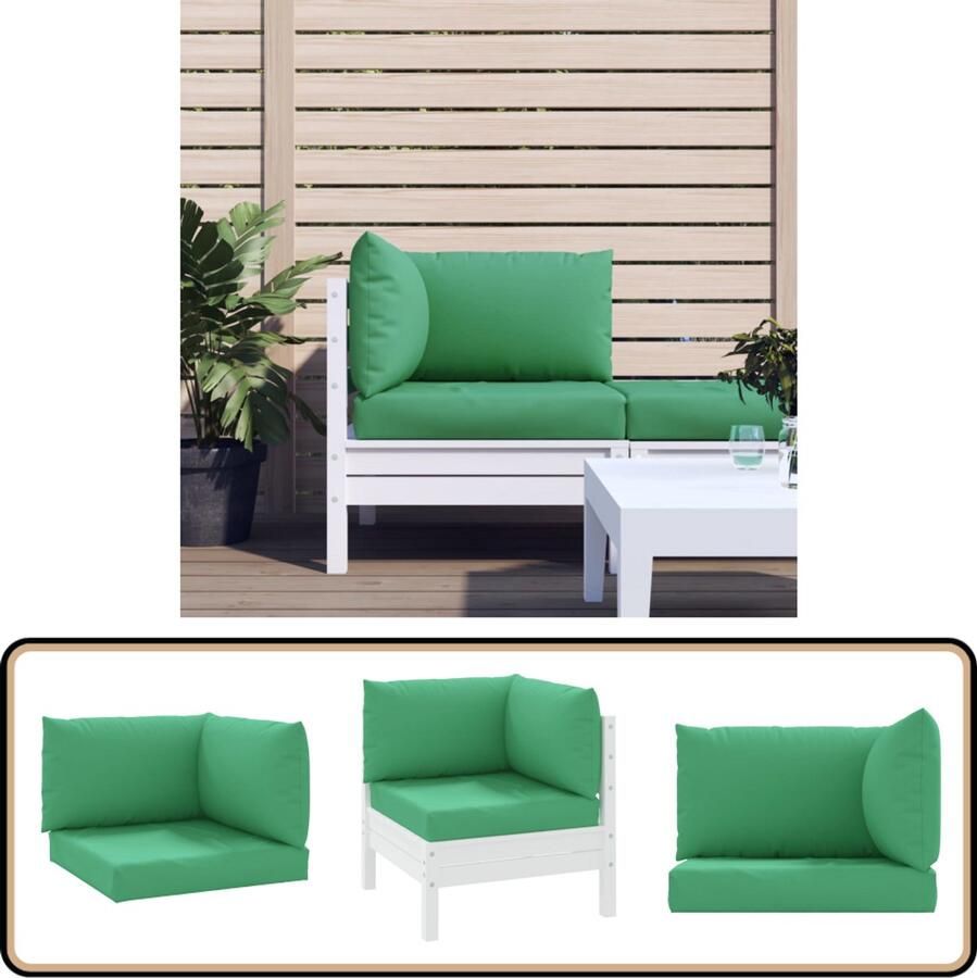 VidaXL Palletkussens 3-delig Groen Waterafstotend Palletkussens Outdoor Meubilair Tuinkussens Balkondecoratie Lounge Set Zit Comfort Waterafstotende Kussens Groene Kussens