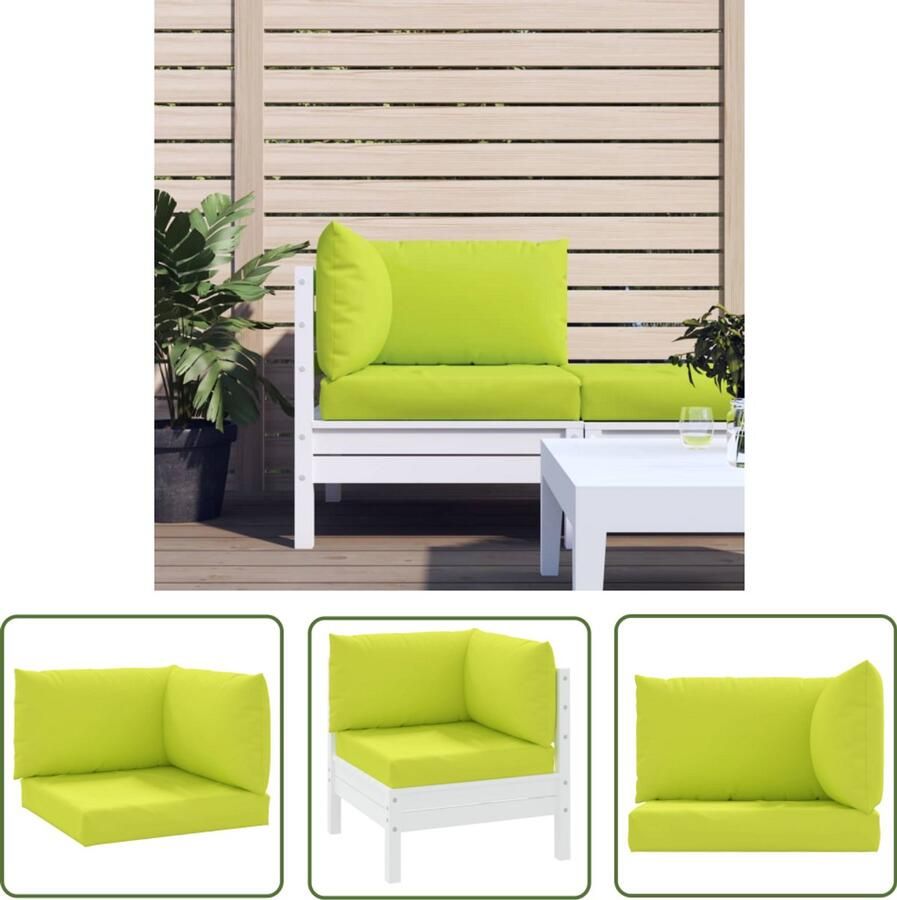 VidaXL Palletkussens 3-delig Heldere groene set Palletkussens Outdoor Meubilair Tuinkussens Zitzakken Lounge Accessoires Groen