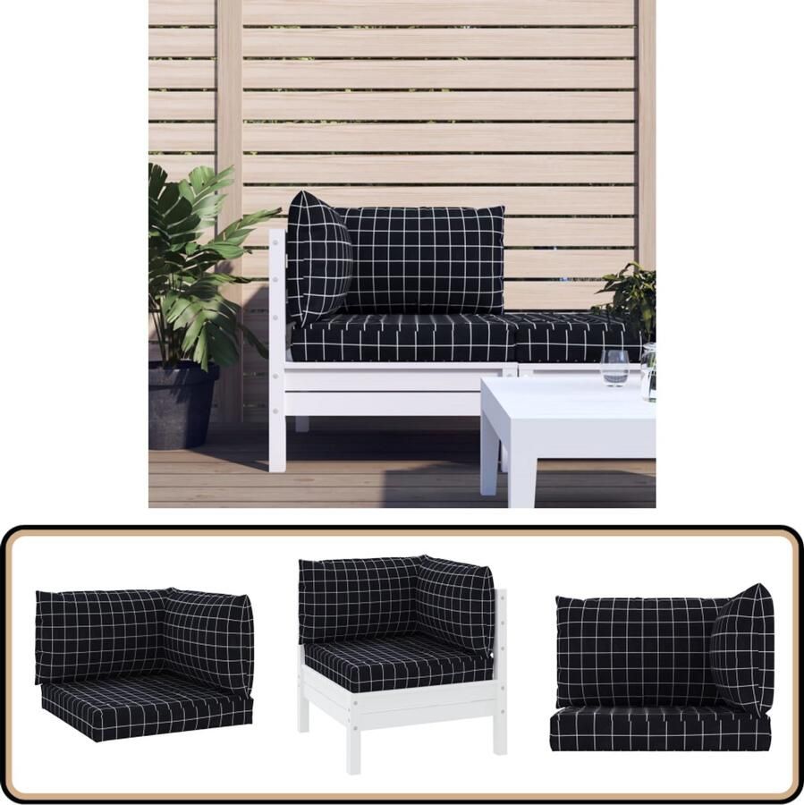 VidaXL Palletkussens 3-delig Oxford stof Zwart Palletkussens Kussens Buiten Tuinkussens Lounge Set Balkon Meubilair Oxford Stof Zwarte Kussens Waterafstotende Kussens