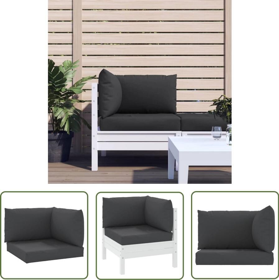 VidaXL Palletkussens 3-delig Oxford zwart Palletkussens Outdoor Kussens Tuinkussens Balkon Kussens Lounge Kussens Zitzakken Relax Kussens Zwarte Kussens Oxford Stof