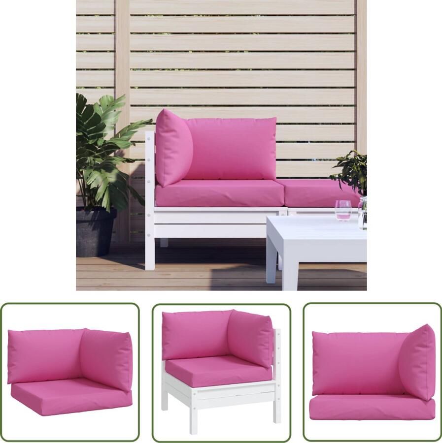 VidaXL Palletkussens 3-delig Roze Waterafstotend Palletkussens Kussens Buiten Tuinkussens Lounge Set Oxford Stof Waterafstotende Kussens Zachte Kussens Rosé