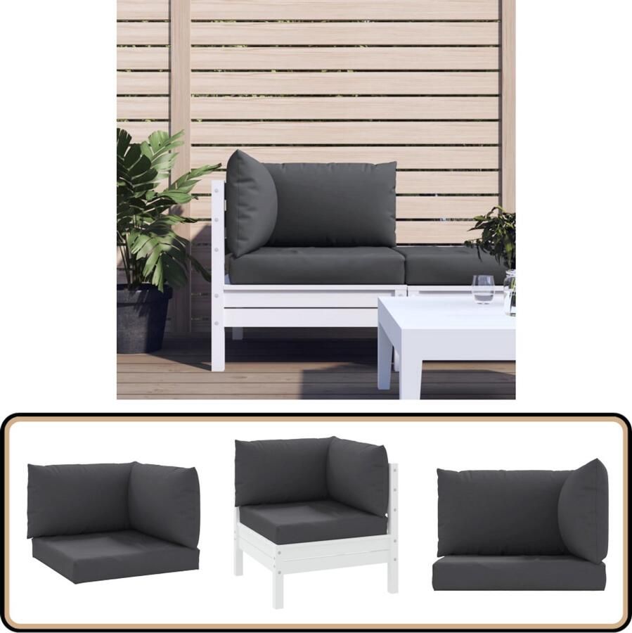 VidaXL Palletkussens 3 st Oxford Stof Antraciet Palletkussens Outdoor Meubilair Tuinkussens Balkondecoratie Lounge Set Zit Comfort Relaxen