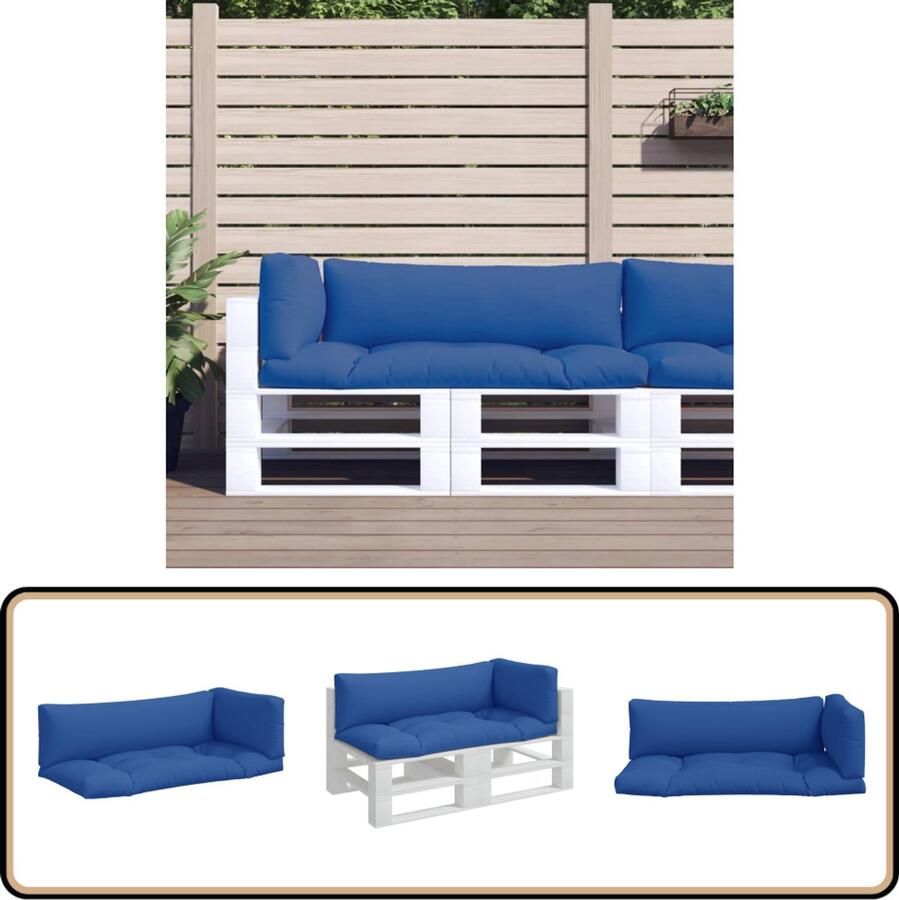 VidaXL Palletkussens 3 stuks Koningsblauw Waterafstotend Palletkussens Buitenkussens Balkondecoratie Tuinkussens Lounge Set Zitkussens Comfort