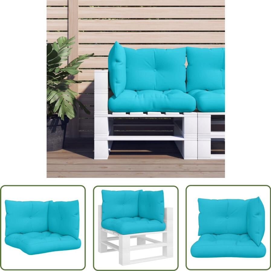 VidaXL Palletkussens 3 stuks Oxford stof Turquoise Palletkussens Tuinkussens Kussens Balkondecoratie Buitendecoratie Lounge Set Zit Comfort
