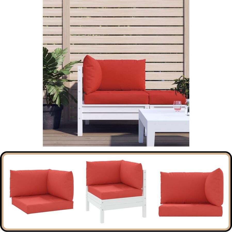 VidaXL Palletkussens 3 stuks Rood Waterafstotend Palletkussens Outdoor Meubilair Tuinkussens Balkondecoratie Lounge Set Zit Comfort Roode Kussens