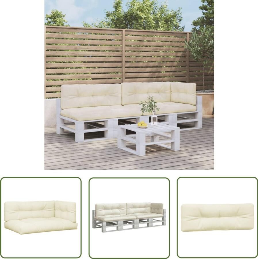 VidaXL Palletkussens 5-delig Crèmekleurig Palletkussens Tuinmeubelen Outdoor Meubelen Lounge Set Balkondecoratie