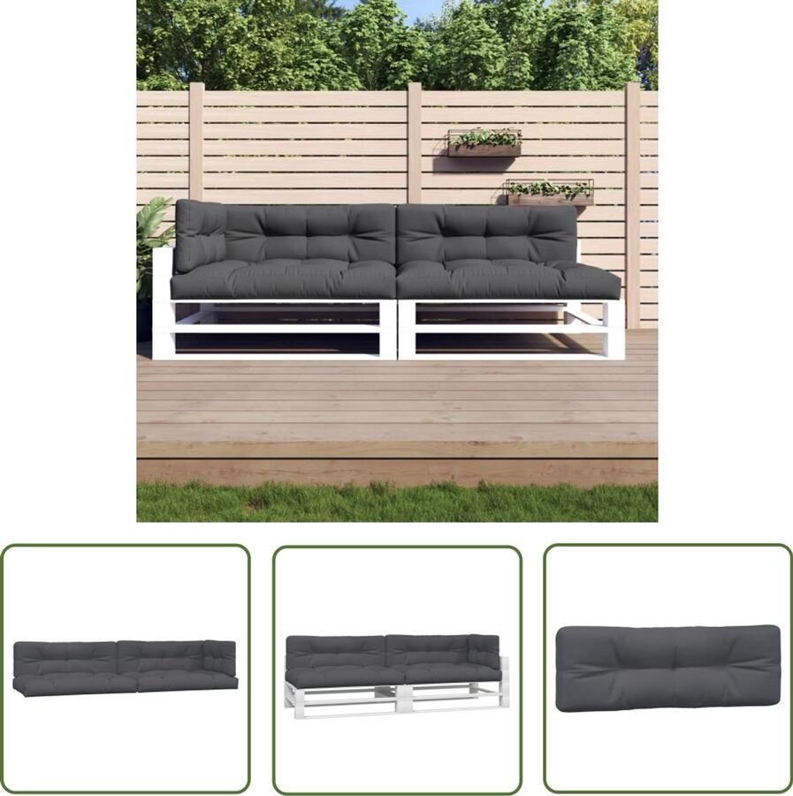 VidaXL Palletkussens 5-delig Stof Antraciet Palletkussens Buitenkussens Tuinmeubilair Lounge Meubilair Patio Meubilair Zithoek Loungezak