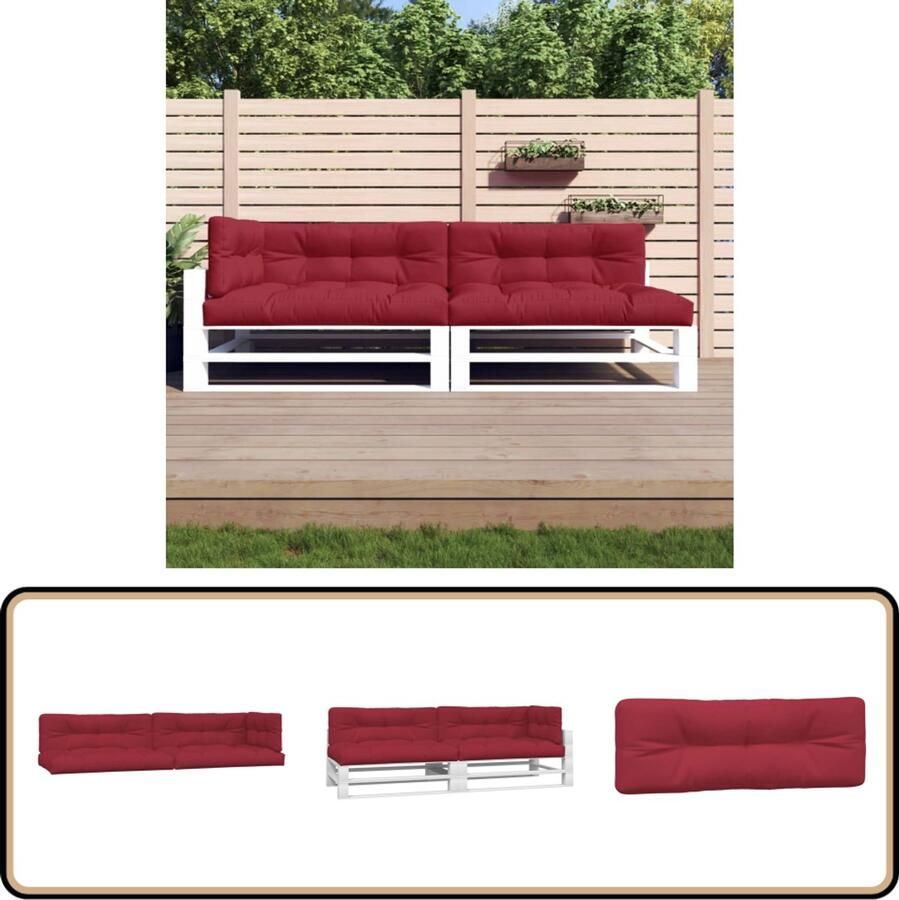 VidaXL Palletkussens 5-delig Stof Wijnrood Palletkussens Outdoor Meubilair Tuinkussens Lounge Set Balkondecoratie Zitkussens Patioset Garden Furniture