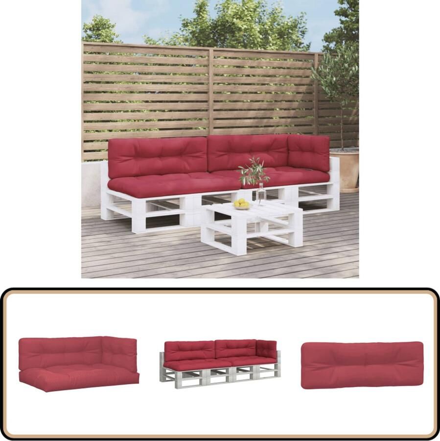 VidaXL Palletkussens 5-delig Wijnrood 120x80 cm Palletkussens Tuinstoelen Loungebank Outdoor Meubilair Patio Furniture