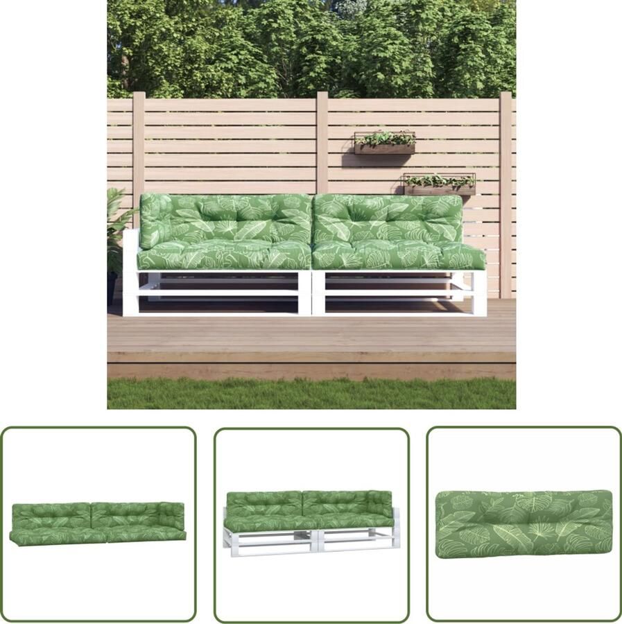 VidaXL Palletkussens 5 st Waterafstotend Bladpatroon Palletkussens Buitenkussens Tuinkussens Lounge Kussens Balkon Kussens Zithoek Kussens Patio Kussens Waterafstotende Kussens Groene Kussens