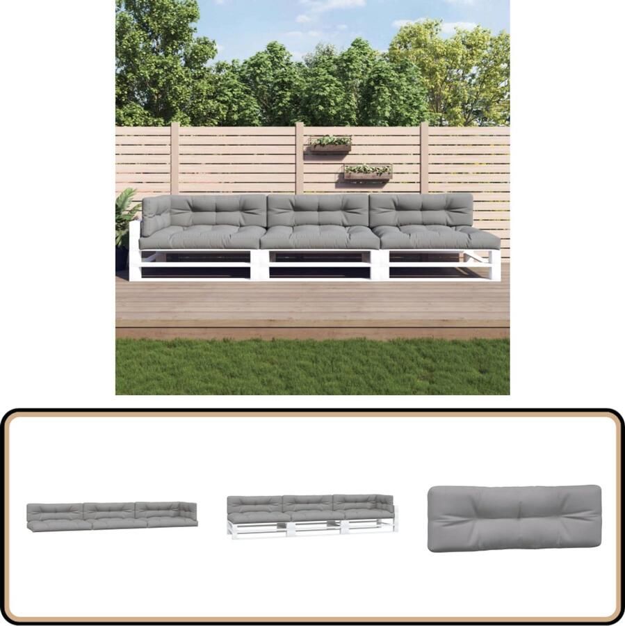 VidaXL Palletkussens 7-delig Stof Grijs Palletkussens Buitenkussens Tuinkussens Lounge Set Balkon Meubilair Patioset Zithoek
