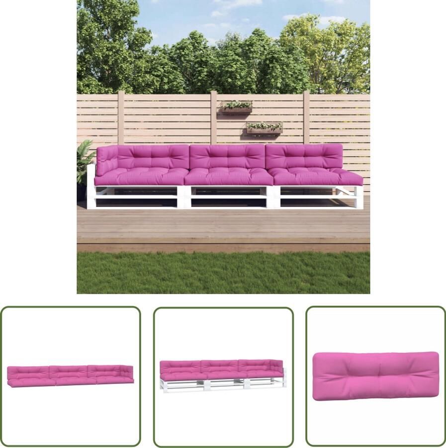 VidaXL Palletkussens 7 stuks Roze Waterafstotend Palletkussens Buitenkussens Tuinkussens Lounge Kussens Balkon Kussens Zitzakken Relax Kussens Rozekleur