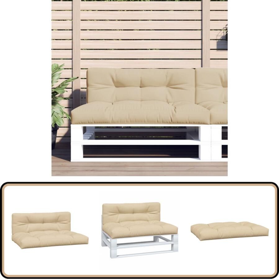 VidaXL Palletkussens Beige 2 Stuks Palletkussens Tuinstoelen Outdoor Meubilair Lounge Set Relaxstoel