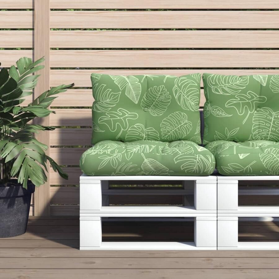 VidaXL Palletkussens Bladpatroon Set van 2 Palletkussens Outdoor Meubelen Tuinkussens Lounge Kussens Zitzakken Relax Kussens Patio Kussens - Foto 2
