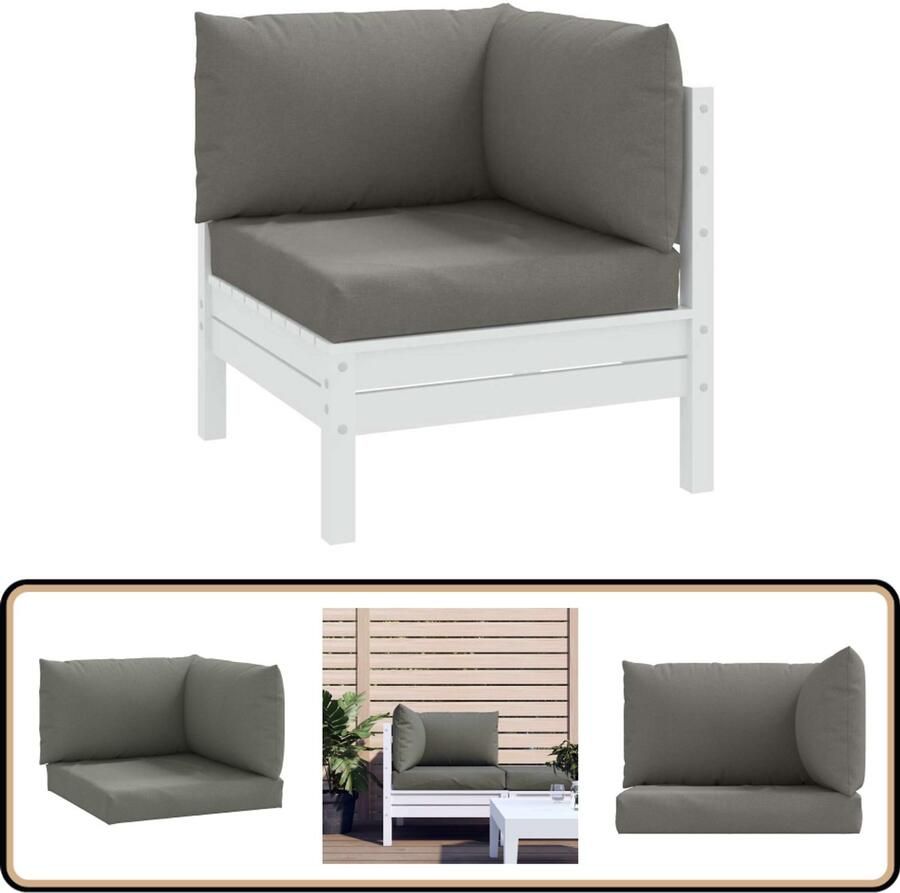 VidaXL Palletkussens Donkergrijs 3-delig Palletkussens Outdoor Meubilair Tuinkussens Balkondecoratie Lounge Set