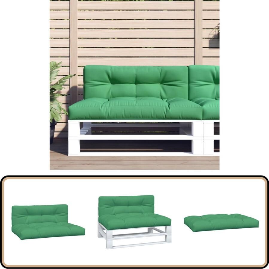 VidaXL Palletkussens Groen Waterafstotend 2 stuks Palletkussens Outdoor Kussens Tuinkussens Balkon Kussens Lounge Set Kussens