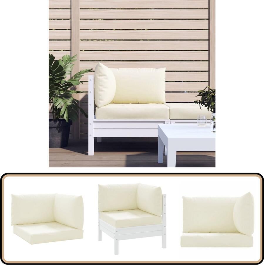 VidaXL Palletkussens Oxford Stof Crèmewit 3-delig Palletkussens Outdoor Meubilair Tuinkussens Balkondecoratie Lounge Set Zit Comfort Patioset Garden Furniture