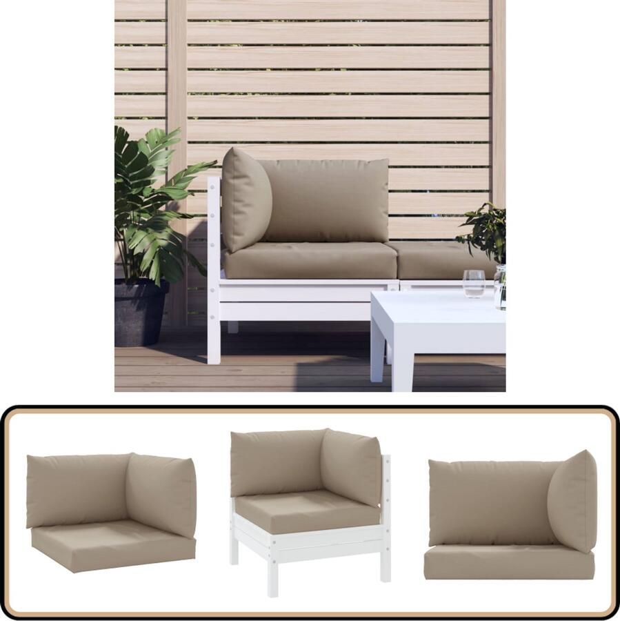 VidaXL Palletkussens Oxford Stof Taupe 3-delig Palletkussens Outdoor Meubilair Tuinkussens Balkondecoratie Lounge Set Zit Comfort Waterafstotende Kussens