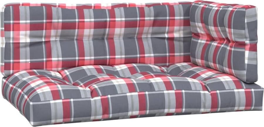 VidaXL Palletkussens Rood Ruitpatroon 3-delig Palletkussens Outdoor Meubilair Tuinkussens Balkondecoratie Zit Comfort Patio Set Lounge Set Garden Furniture - Foto 2