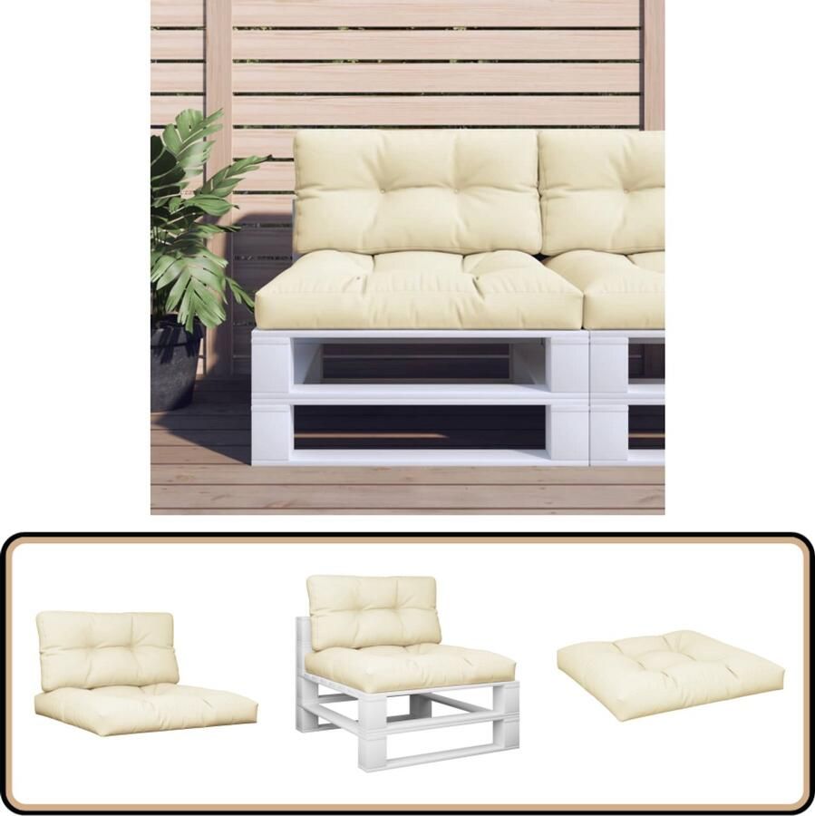 VidaXL Palletkussens Set 70x70x12 cm crèmekleurig Palletkussens Tuinstoelen Lounge Meubilair Outdoordecoratie Zitkussens