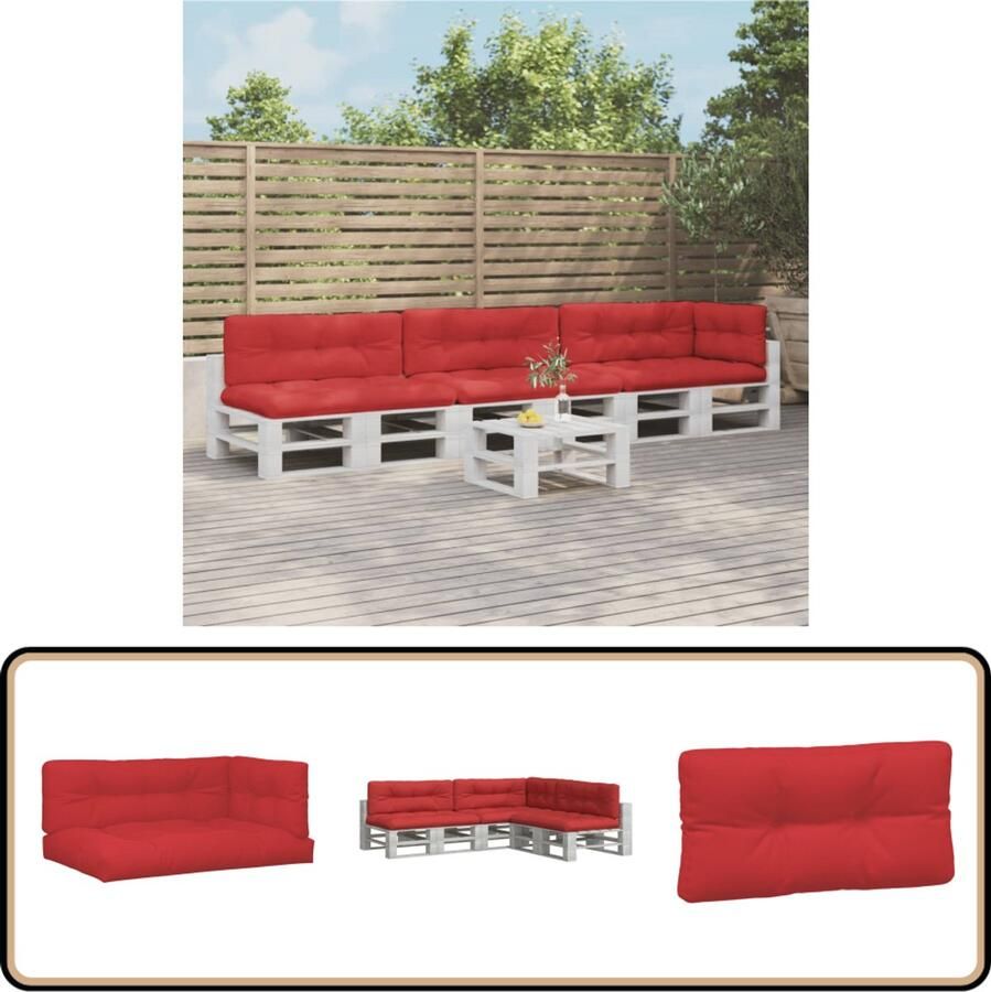 VidaXL Palletkussens Set Rood Waterafstotend Palletkussens Tuinmeubelen Outdoor Meubelen Lounge Set Patioset