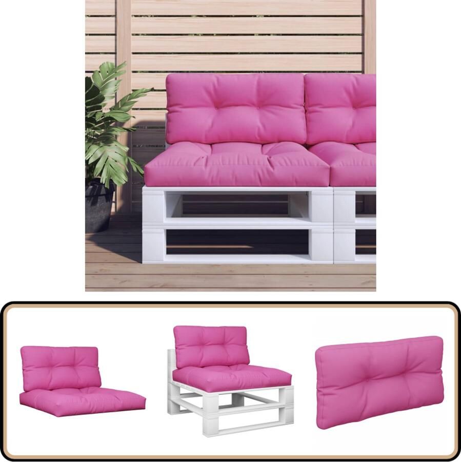 VidaXL Palletkussens Set van 2 Roze Waterafstotend Palletkussens Buitenkussens Tuinkussens Balkon Kussens Lounge Set Kussens