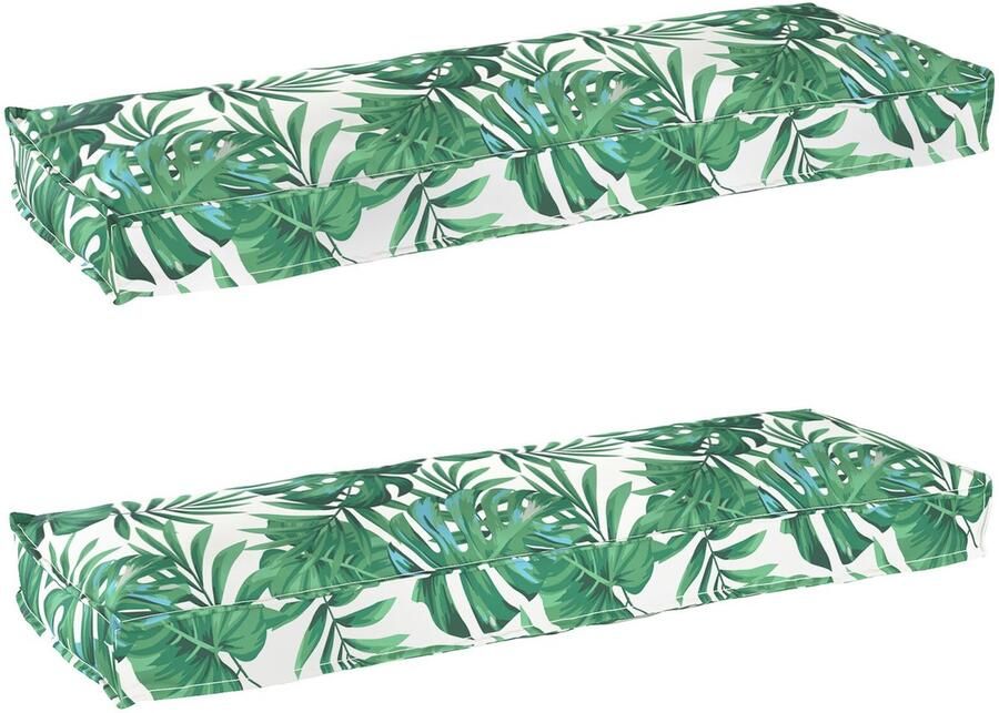 VidaXL Palletkussens voor Bank 2 Stuks met Bladerpatroon 120 x 40 x 8 cm van Oxford Stof