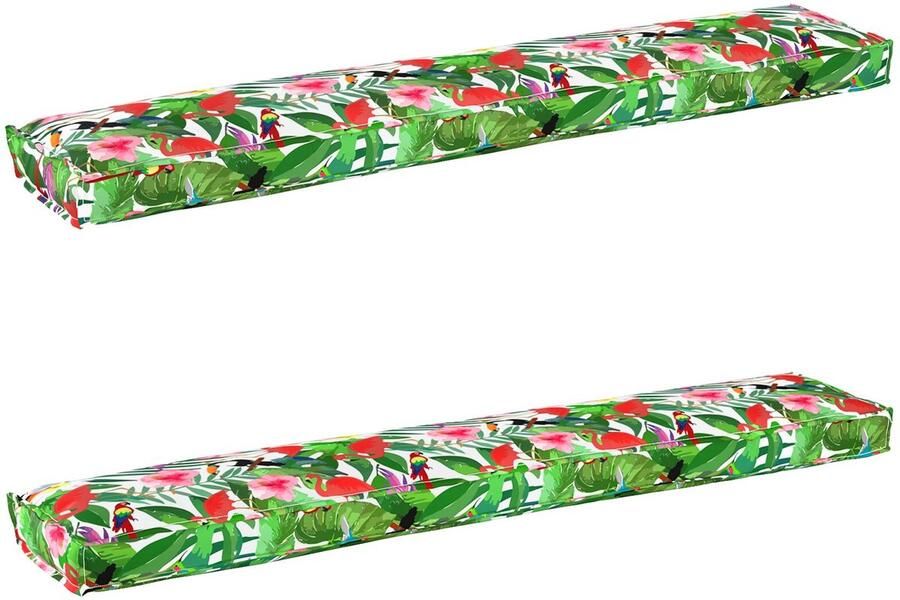 VidaXL Pallet Kussens Voor Bank 2 Stuks Tropische Jungle 200 x 40 x 8 cm Oxford Stof