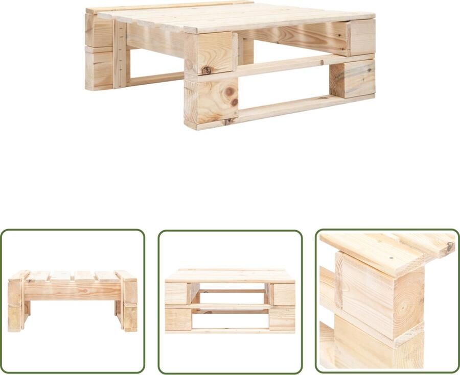 The Living Store Pallet Tuinpoef GeÃ¯mpregneerd Grenenhout 60 x 60 x 25 cm Natuurlijke houtkleur Tuinstoel Pallets Buitendecoratie Lounge Stoel Houten Bank - Foto 2