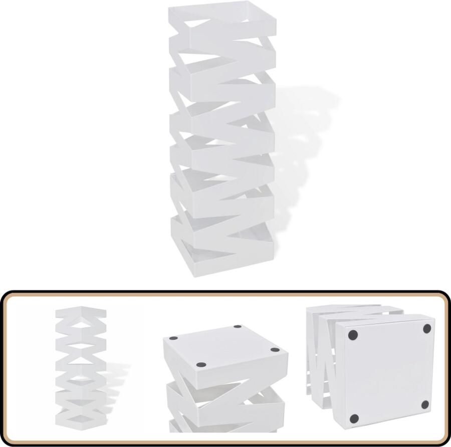 VidaXL Paraplu- en wandelstokhouder Wit Staal Parapluhouder Staal Parapluhouder Witte Parapluhouder Modern Parapluhouder Praktische Parapluhouder