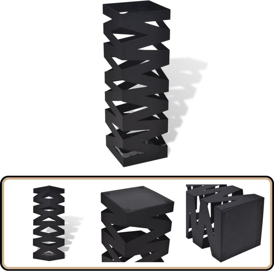 VidaXL Paraplu- en wandelstokhouder Zwart Staal Parapluhouder Paraplubak Wandrek Entreedecoratie Interieurdecoratie