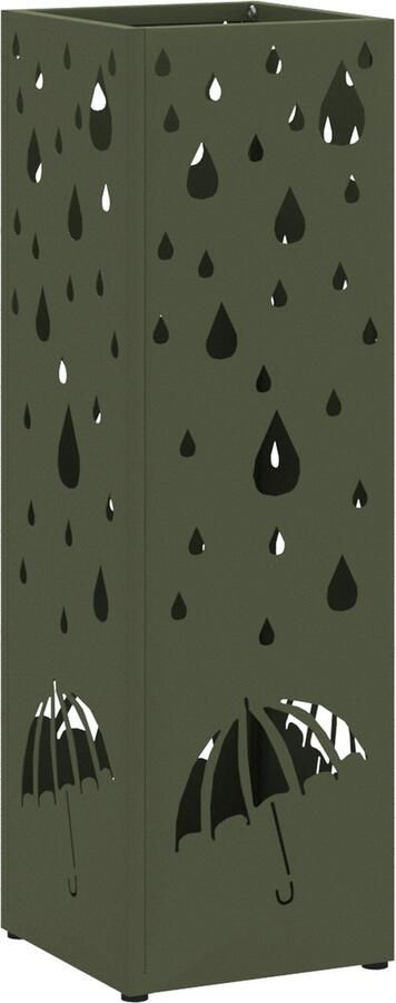 VidaXL Paraplubak Olijfgroen Metaal Middel Decoratieve inzetstukken