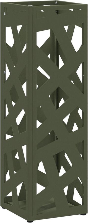 VidaXL Paraplubak Olijfgroen Metaal Standaard Decoratieve inzetstukken